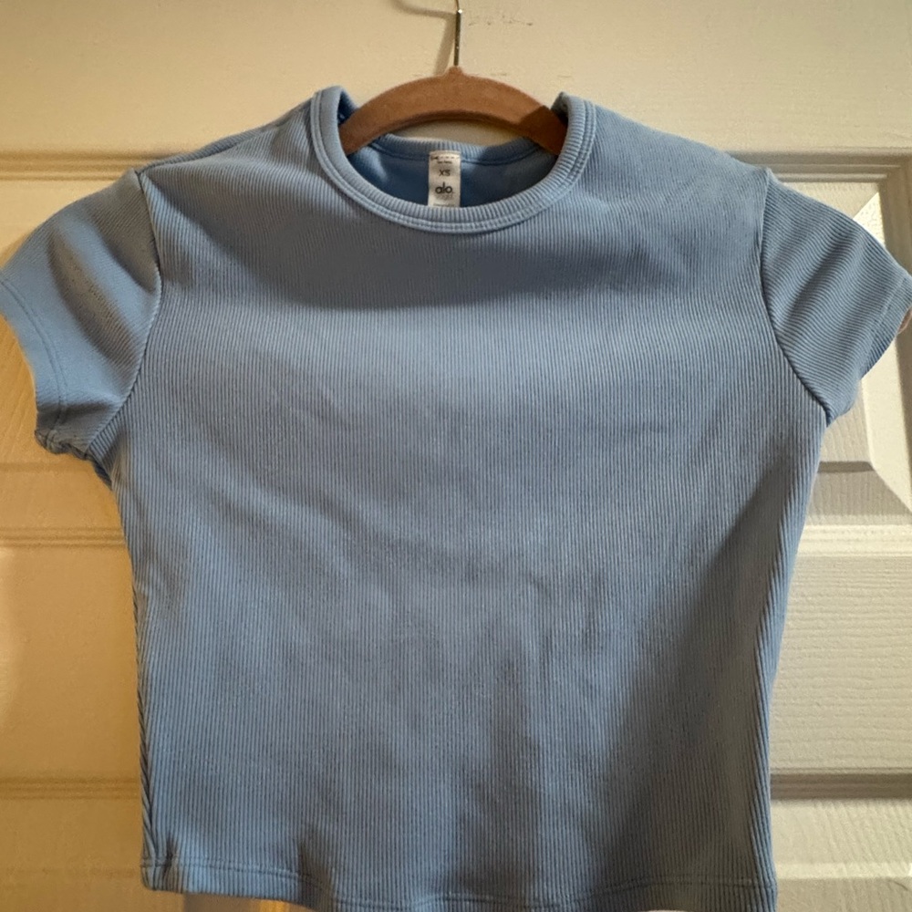 ALO Yoga Sky Blue Ribbed Top